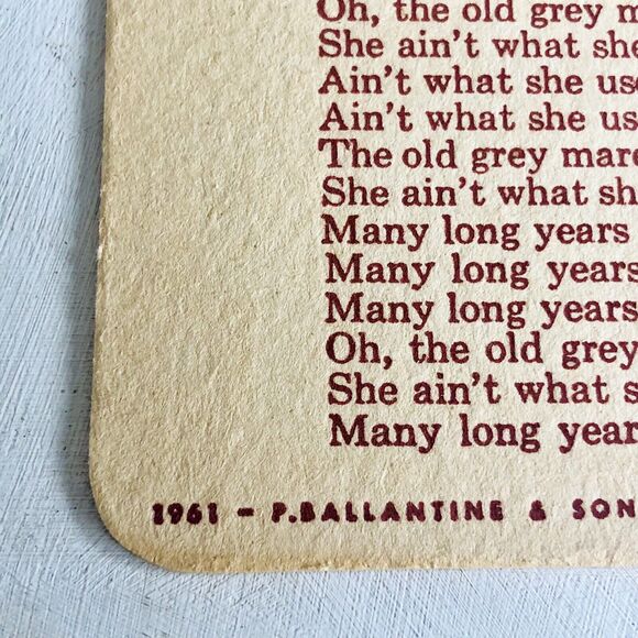 Vintage 1961 Ballantine Beer Coasters Old Grey Mare Sing Along Golden Harvest - Picture 4 of 6
